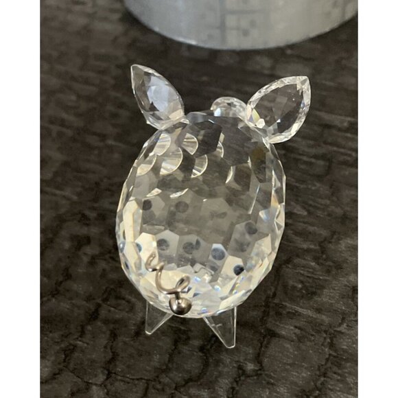 Swarovski Crystal Pig #7638 Figurine Austria With Box Silver Metal Tail - Picture 3 of 7